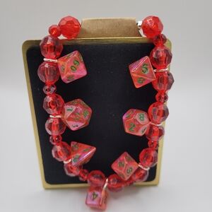 Red Beaded Dice Bracelet